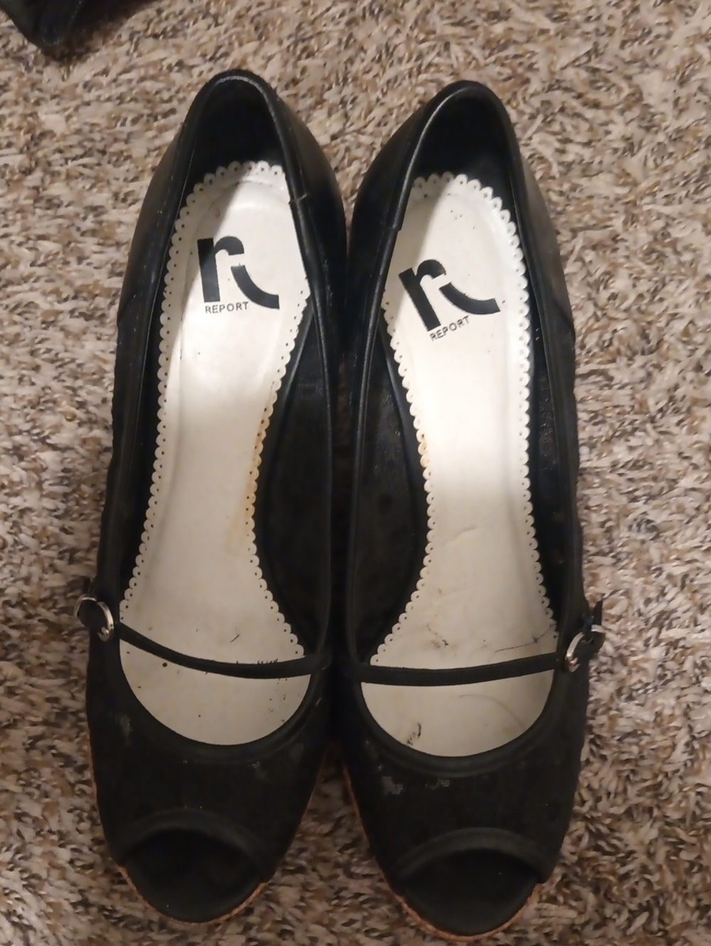 Report Black Peep-Toe Heels with Mary Jane Strap Size 9